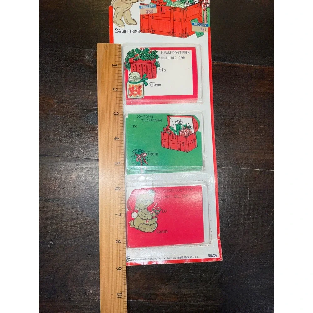 Vintage Christmas Gift Tags 24 Teddy‎ Bear Santa Claus Presents Holiday